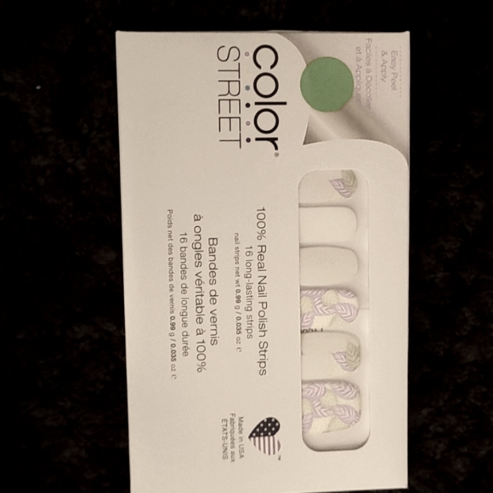 Color street designs nails white pink green yellow